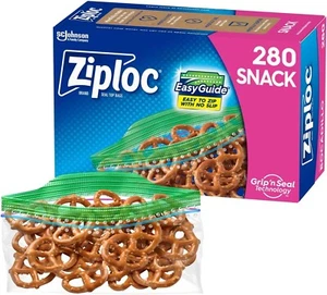 Ziploc Snack Bags Storage Bags for On the Go Freshness for Easier Grip 280 Count - Picture 1 of 6