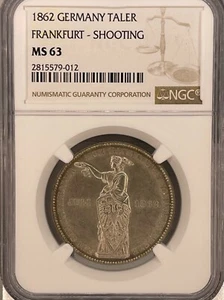 1862 Germany Taler Frankfurt- Shooting NGC MS 63 - Picture 1 of 4