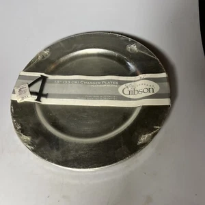 Everyday Gibson 13" Charger Platinum Gloss Decorative Plates 4 Pack NEW/SEALED - Picture 1 of 12