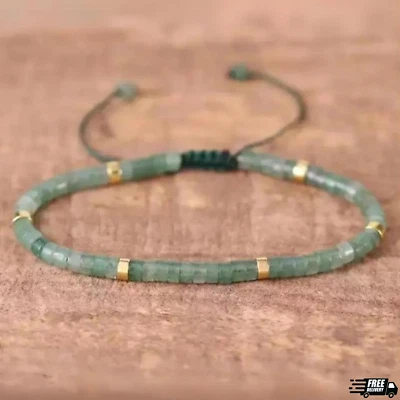 Pulsera Aventurina Hecha a Mano 4mm Cuentas Tibetanas Curativa Calmante Minimalista Mujer Foto 1 de 2