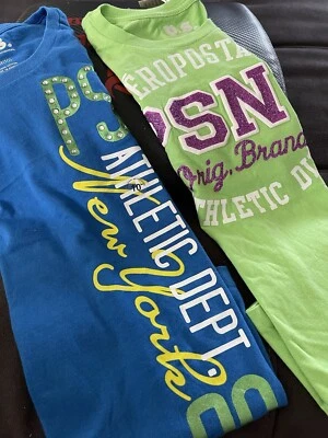 2 Nuevas Camisas para Niñas PS Aeropostale Niños Talla 10 Adornadas Azul y Verde Foto 1 de 4