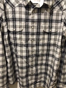Herren Lucky Brand XL grau kariert Knopfleiste L/S Westernshirt Perlenknöpfe - Bild 1 von 10