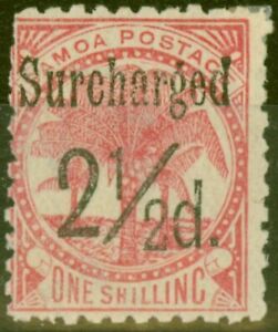 Samoa 1898 2 1/2d on 1s Dull Rose-Carmine SG86 Fine Lightly Mtd MInt
