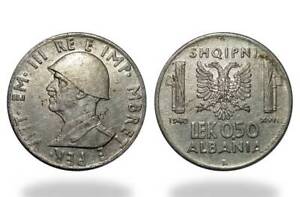 ALBANIA 1940 COIN - 0.50 LEK MAGNETIC - ITALY OCCUPATION - no 111