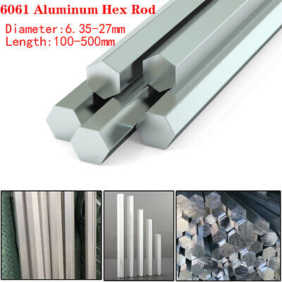 6061 Aluminium Hex Rod Solid Al Alloy Hexagonal Bar 6.35mm-27mm Dia Metalworking • 2.93€