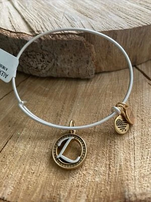NUEVO CON ETIQUETAS Alex and Ani Inicial Letra "L" Dije Ajustable Dos Tonos Pulsera con Etiqueta Foto 1 de 4