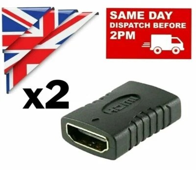 2x HDMI EXTENDER FEMALE TO FEMALE ADAPTER EXTENSION JOINER CONNECTOR HD 1080 4k  - Image 1 of 4