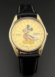 Orologio vintage anni 80 Seiko Topolino tono oro Starburst Day Daye - Foto 1 di 11