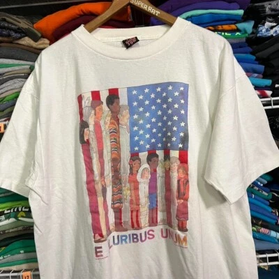 Vintage e pluribus unum American flag multicultural art t shirt XL - Image 1 of 4