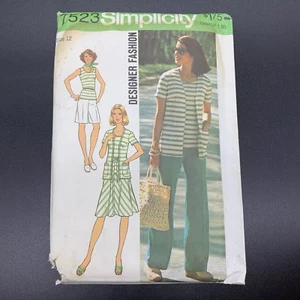 Simplicity Vintage Sewing Pattern #7523 Cardigan Pullover Skirt Pant Size 12 - Picture 1 of 3