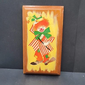 Vintage Original Clown Painting on Wood Folk Art 9 3/4"x5 3/8" - Picture 1 of 8