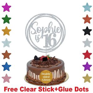 Personalised Cake Topper Circle Design Any Age Name 16th 18th 21st 30th 40 60 80