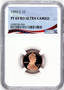 1993-S Lincoln Cent Graded PF69RD Ultra Cameo by NGC - Picture 1 of 4