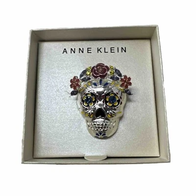 Prendedor del Día de Muertos cristal tono plata en caja para mujer Foto 1 de 4