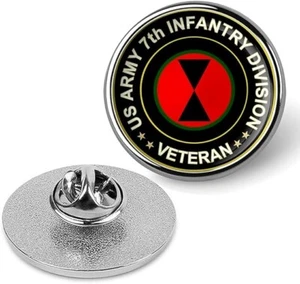 US Army 7th Infantry Division Veteran Tie Suit Shirt Lapel Pin - Silver - Picture 1 of 3