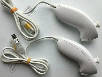 Official OEM 2-Pack Nintendo Nunchucks Wii or Wii U. Tested and Cleaned. (2X) - Image 1 of 2
