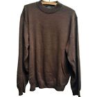 Toscano 100% Merino Wool Mens Sweater brown Italy Scoop Neck Pullover Large