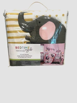 ADORABLE ROPA DE CAMA ORIGINAL ELEFANTE TRES PIEZAS BN ROSA, GRIS, DORADO, BLANCO Foto 1 de 4