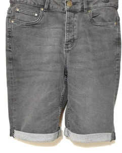 Mens Shorts Denim Black 5 Pocket Med To X Large 32-42 Turned Hem Stretch Casual - Picture 1 of 24