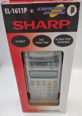 Sharp EL-1611P Printing Calculator Easy To Read LCD Display NIB Batteries - Image 1 of 4