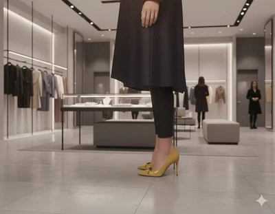 Salto Jimmy Choo feminino tamanho 6 arco acento couro envernizado com defeito - Imagem 1 de 4