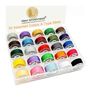 New Brothread 25pcs Assorted Colors 70D/2 (60WT) Prewound Bobbin Thread - Picture 1 of 7