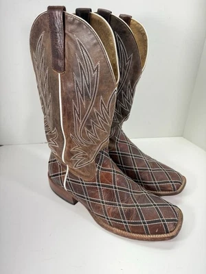 Botas Horse Power Sabotage Hombre Talla 11 EE Marrón Retazos Cuero Puntera Cuadrada Foto 1 de 4