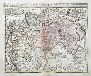 Breda Bergen op Zoom Steenbergen Países Bajos Nederland mapa Tirion 1739 - Imagen 1 de 1