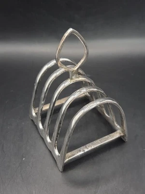 Antiguo soporte para tostadas plateado para 4 piezas Foto 1 de 4