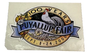 Vintage NOS Puyallup Fair 100 Jahre Aufkleber Sept 2000 Washington Souvenir - Bild 1 von 2