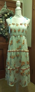 PatPat Size 13/14Y Sleeveless Blue Straps Multi W Flowers 2 Tier Ruffles - Picture 1 of 14