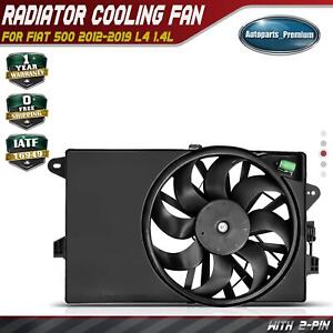 Single Engine Radiator Cooling Fan w/Shroud Assembly for Fiat 500 2012-2019 1.4L
