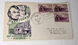 1942 Block of 3 US Scott #904 CachetCraft Coulthard cachet FDC, hand cancel KY - Picture 1 of 2
