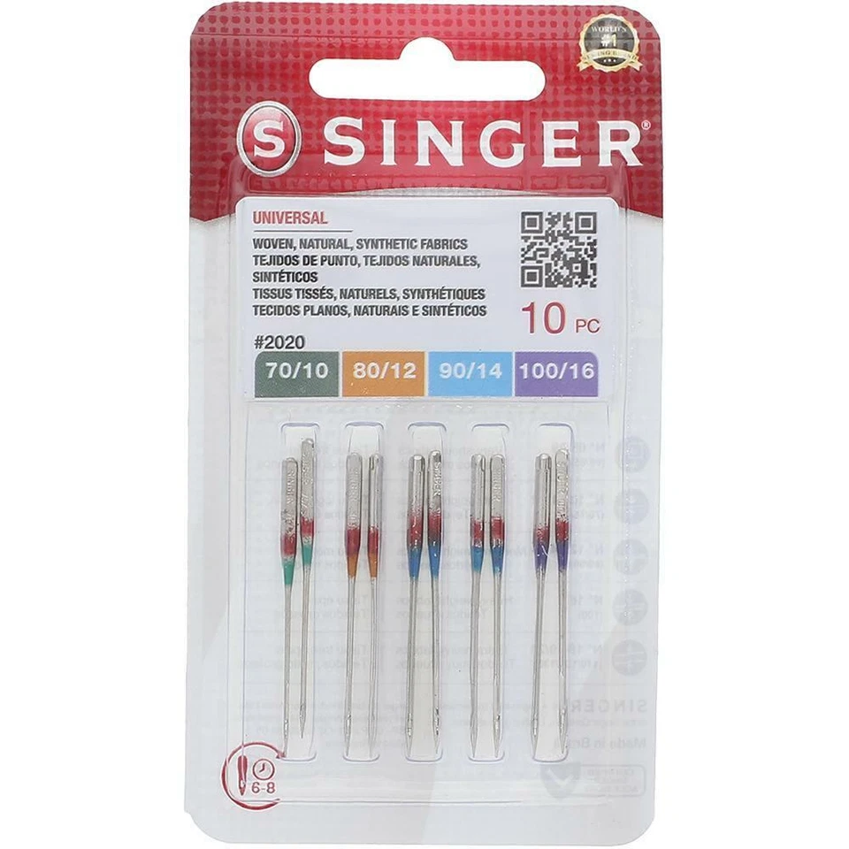 Singer Sewing Needles - Universal 2020, Assorted Sizes (10-Pack), BULK DISCOUNT! - Image 1 of 1