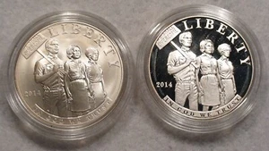 TWO 2014 P CIVIL RIGHTS SILVER DOLLAR 1 OUNCE $1.00 COINS IN CAPSULES! - Picture 1 of 2