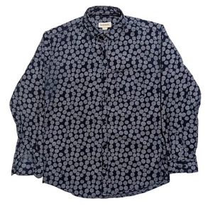 Diesel Shirt Mens M Short Sleeve Button Up Navy Blue Gray Polkadot EUC - Picture 1 of 3