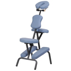 Silla de masaje portátil con bolsa de transporte cuero PU silla de tatuaje azul ligero - Imagen 1 de 18