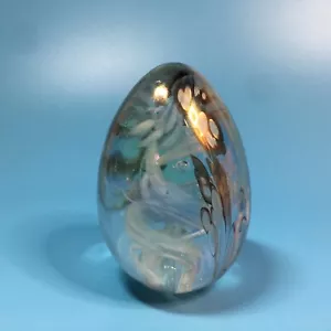 VINTAGE Mount St Helens Iridescent Art Glass Egg Paperweight 2.5" Signed MSH 82 - Picture 1 of 7