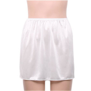 Womens Casual Satin Half Slip Mini Skirt Petticoat Under Dress Safety Underskirt