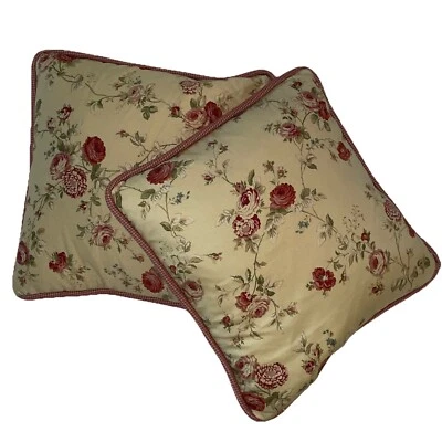 Pair 18 in Waverly Norfolk Rose SONATA HARBOR HOUSE Feather Throw Pillow Yellow - Image 1 of 4