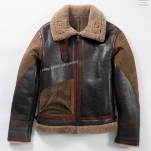 Retro Canvas and Horsehide Patchwork Thick Real Leather Jacket - Picture 1 of 16
