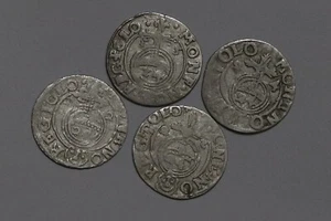 🧭 🇵🇱 POLAND 1/24 THALER 3 POLKER 4 SILVER COINS 1600'S B64 #446 WH29 - Picture 1 of 2