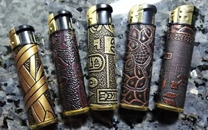 5 x Feuerzeug Gas Feuerzeuge  Motiv Serie Gold Bronze NEU - Bild 1 von 5