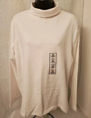 Basic Editions Womens Shirt Top Blouse Size XL X Large White Turtleneck NEW - Image 1 of 4