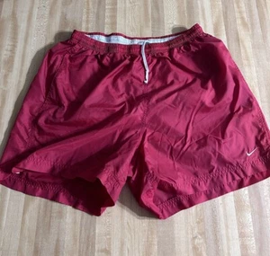 Vintage Shorts Soccer Gym Shiny Nike Mens Drawstring Red Size L Unlined - Picture 1 of 6