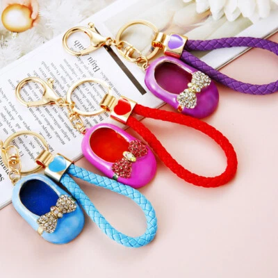 Ballet Dance Baby Shower Shoes Crystal Diamante Bag Charm Handbag Women Keyring - Image 1 of 4