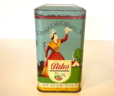 Ancienne Boîte publicitaire fer lithographié ELESCA - PÂTES - IL PLEUT BERGERE - - Photo 1/4