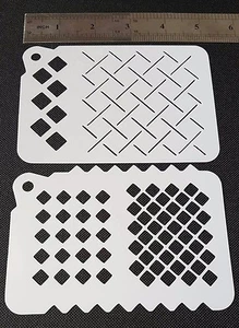 2 in 1 DIVERSI MODELLI QUADRATI aerografo vernice stencil viso corpo torta parete - Foto 1 di 3