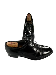 Scarpe eleganti Bostonian vintage taglia 10 M da uomo in pelle nera punta a cappuccio USA - Foto 1 di 10