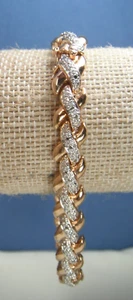 Sterling Silver 925 Vermeil Gold Plated X Link Bracelet Safety Latch 21 Grams 7" - Picture 1 of 19